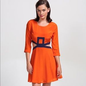Harlan Blocked Peek-A-Boo Fit & Flare Dress